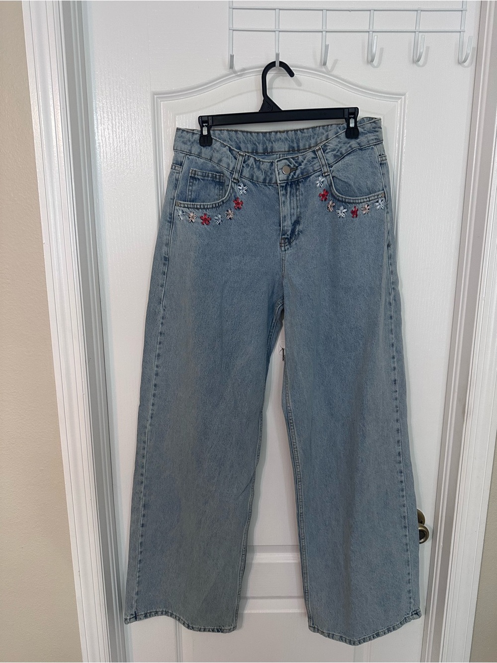 Made in Turkey Embroidered Wide Leg Jeans 100% Cotton Size 40( US 10)